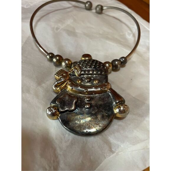 Vintage Snowman with Hat Brooch Pendant Necklace - Picture 2 of 3